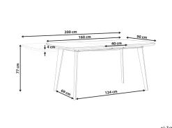 Pöydät<Beliani Ruokapoyta Jatkettava Marmorikuvio Valkoinen/Kulta 160/200 X 90 Cm Mosby