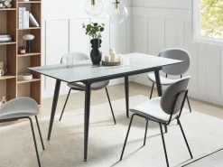 Pöydät<Beliani Ruokapoyta Jatkettava Marmorikuvio Valkoinen/Musta 120/150 X 80 Cm Eftalia