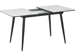 Pöydät<Beliani Ruokapoyta Jatkettava Marmorikuvio Valkoinen/Musta 120/150 X 80 Cm Eftalia