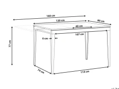 Pöydät<Beliani Ruokapoyta Jatkettava Musta 120/160 X 80 Cm Norley