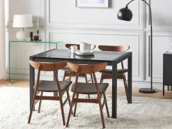 Pöydät<Beliani Ruokapoyta Jatkettava Musta 120/160 X 80 Cm Granada