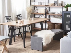 Pöydät<Beliani Ruokapoyta Jatkettava Tumma Puu/Musta 160/200 X 90 Cm Salvador