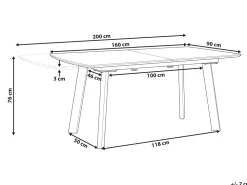 Pöydät<Beliani Ruokapoyta Jatkettava Tumma Puu/Musta 160/200 X 90 Cm Salvador