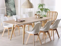 Store Beliani Ruokapoyta Jatkettava Vaalea Puu 180/210 X 90 Cm Haga