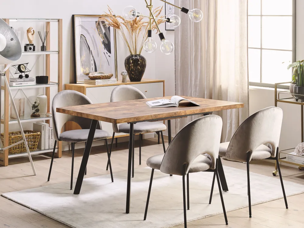 Clearance Beliani Ruokapoyta Jatkettava Vaalea Puu/Musta 140/180 X 90 Cm Harlow