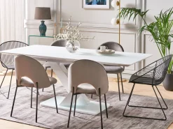 Outlet Beliani Ruokapoyta Jatkettava Valkoinen 160/200 X 90 Cm Saltum