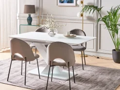 Outlet Beliani Ruokapoyta Jatkettava Valkoinen 160/200 X 90 Cm Saltum