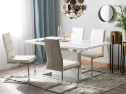 Pöydät<Beliani Ruokapoyta Jatkettava Valkoinen 160/200 X 90 Cm Santana