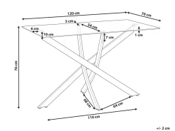 Clearance Beliani Ruokapoyta Lasitasolla Rauta Hopea 120 X 70 Cm Maramo