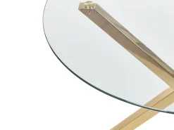 Outlet Beliani Ruokapoyta Lasitasolla Rauta Kulta 90 Cm Savoni