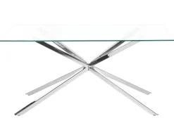 Pöydät<Beliani Ruokapoyta Lasitasolla Teras Hopea 160 X 90 Cm Cora