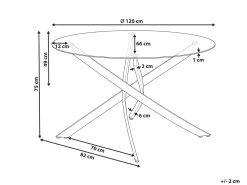 Outlet Beliani Ruokapoyta Lasitasolla Teras Hopea 120 Cm Maramo