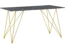 Cheap Beliani Ruokapoyta Marmorikuvio Musta/Kulta 140 X 80 Cm Kenton