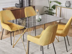 Cheap Beliani Ruokapoyta Marmorikuvio Musta/Kulta 140 X 80 Cm Kenton