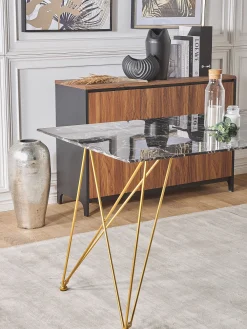 Cheap Beliani Ruokapoyta Marmorikuvio Musta/Kulta 140 X 80 Cm Kenton