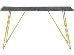 Cheap Beliani Ruokapoyta Marmorikuvio Musta/Kulta 140 X 80 Cm Kenton