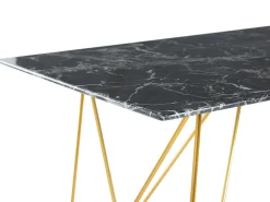 Cheap Beliani Ruokapoyta Marmorikuvio Musta/Kulta 140 X 80 Cm Kenton