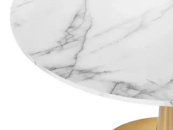 Outlet Beliani Ruokapoyta Marmorikuvio Valkoinen/Kulta 90 Cm Boca