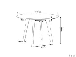 Pöydät<Beliani Ruokapoyta Marmorikuvio Valkoinen/Musta 110 Cm Mosby