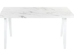 Online Beliani Ruokapoyta Marmorikuvio Valkoinen 160 X 90 Cm Grieger