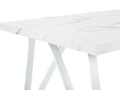 Online Beliani Ruokapoyta Marmorikuvio Valkoinen 160 X 90 Cm Grieger