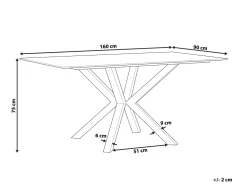 Pöydät<Beliani Ruokapoyta Marmorikuvio Valkoinen/Hopea 160 X 90 Cm Sabrosa