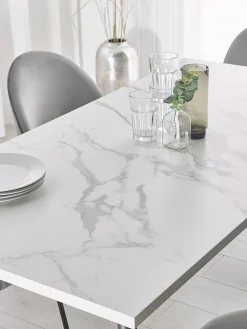 Best Sale Beliani Ruokapoyta Marmorikuvio Valkoinen/Musta 160 X 80 Cm Santiago