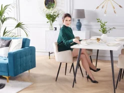 Best Sale Beliani Ruokapoyta Marmorikuvio Valkoinen/Musta 160 X 80 Cm Santiago