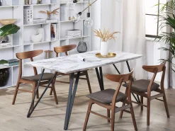 Best Sale Beliani Ruokapoyta Marmorikuvio Valkoinen/Musta 150 X 80 Cm Molden