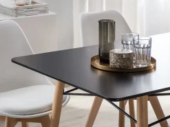 Pöydät<Beliani Ruokapoyta Musta/Vaalea Puu 140 X 80 Cm Biondi