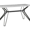 Pöydät<Beliani Ruokapoyta Rauta Marmorikuvio Valkoinen/Musta 160 X 90 Cm Ballina