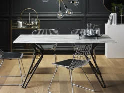 Pöydät<Beliani Ruokapoyta Rauta Marmorikuvio Valkoinen/Musta 160 X 90 Cm Ballina