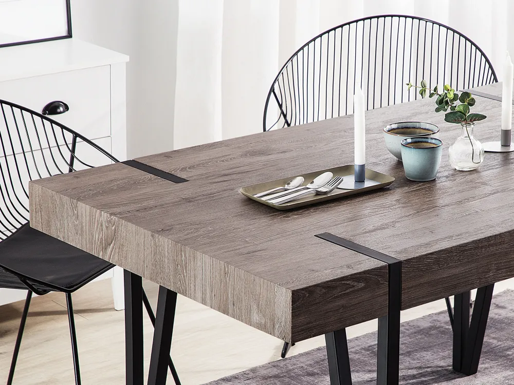 Clearance Beliani Ruokapoyta Tumma Puu/Musta 180 X 90 Cm Adena