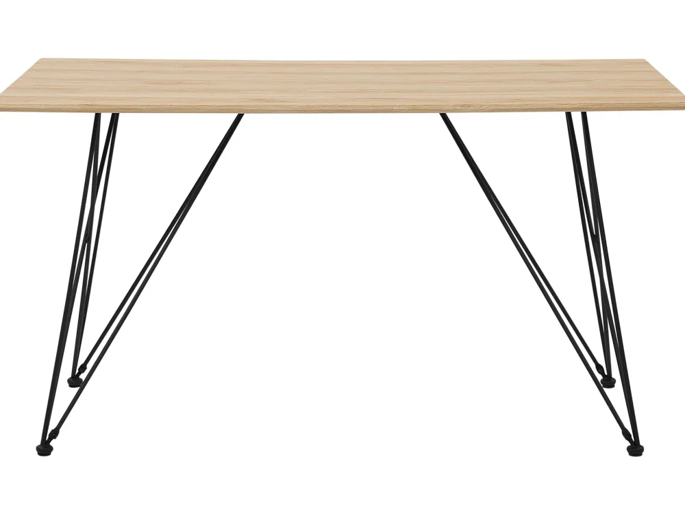 Pöydät<Beliani Ruokapoyta Vaalea Puu/Musta 140 X 80 Cm Kenton