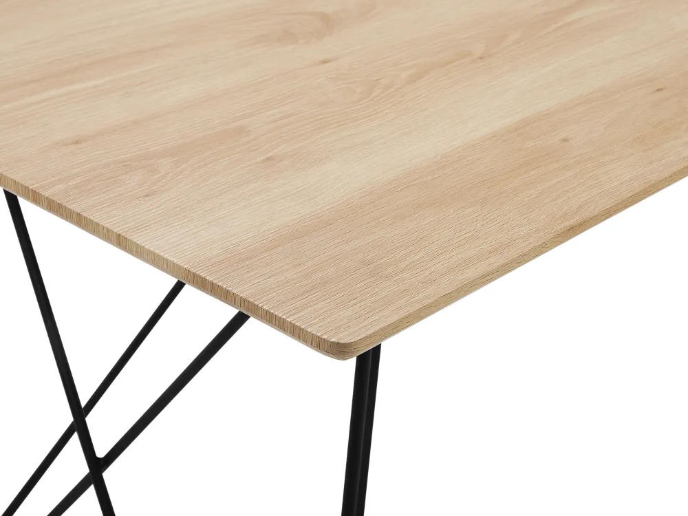 Pöydät<Beliani Ruokapoyta Vaalea Puu/Musta 140 X 80 Cm Kenton