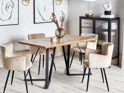 Cheap Beliani Ruokapoyta Vaalea Puu/Musta 140 X 80 Cm Upton