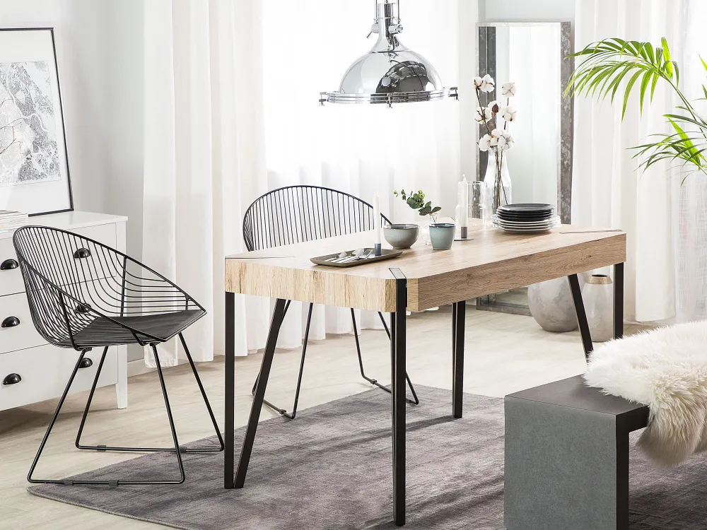 Pöydät<Beliani Ruokapoyta Vaalea Puu/Musta 130 X 80 Cm Cambell