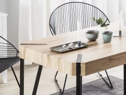 Pöydät<Beliani Ruokapoyta Vaalea Puu/Musta 130 X 80 Cm Cambell