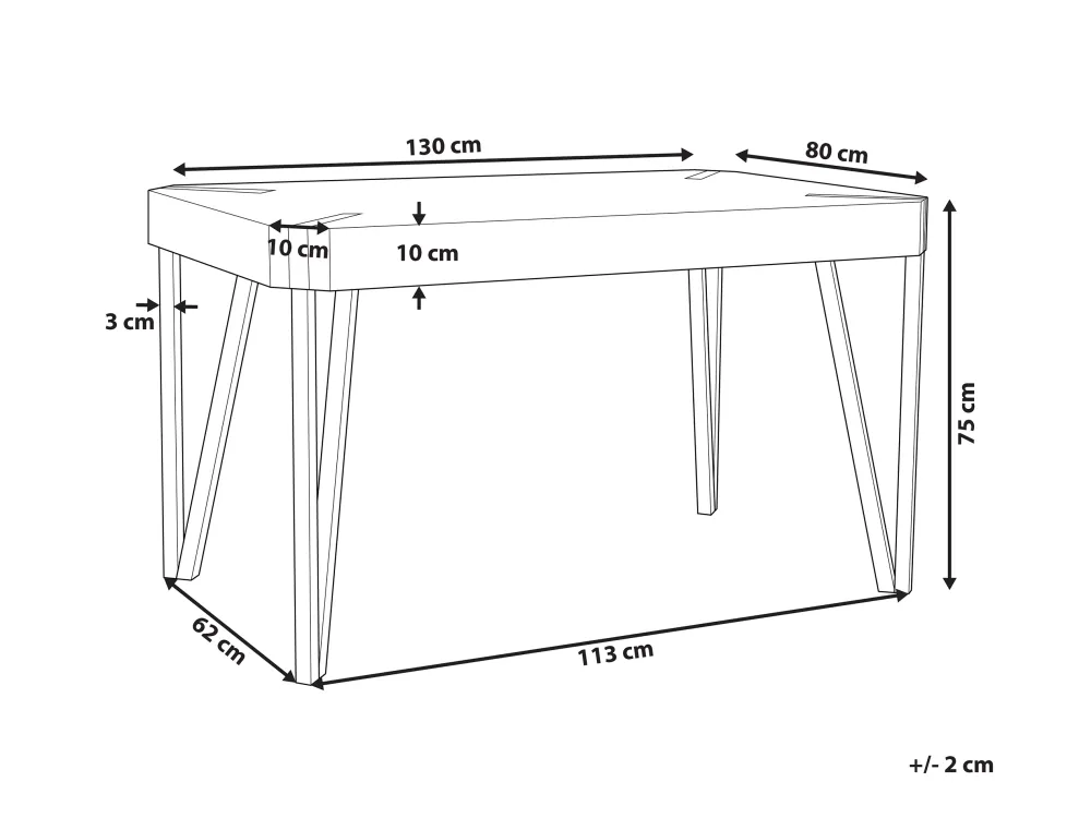 Pöydät<Beliani Ruokapoyta Vaalea Puu/Musta 130 X 80 Cm Cambell