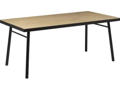 Pöydät<Beliani Ruokapoyta Vaalea Puu/Musta 180 X 90 Cm Ivorie