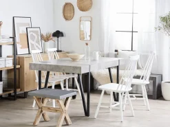 New Beliani Ruokapoyta Vaaleanharmaa/Musta 150 X 90 Cm Adena