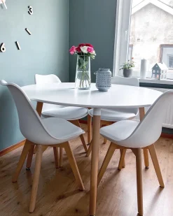 Pöydät<Beliani Ruokapoyta Valkoinen 120 Cm Bovio