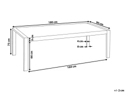 Hot Beliani Ruokapoyta Valkoinen/Hopea 180 X 90 Cm Arctic I
