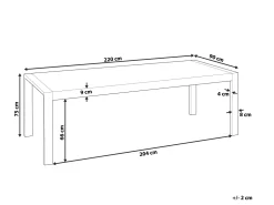 Pöydät<Beliani Ruokapoyta Valkoinen/Hopea 220 X 90 Cm Arctic I