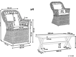 Ulkokalusteet<Beliani Ruskea 4-Istuttava Rottinkinen Puutarhakalustesetti Maros/Olbia