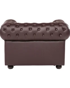 Best Beliani Ruskea Nahkaverhoiltu Nojatuoli Chesterfield