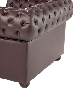 Best Beliani Ruskea Nahkaverhoiltu Nojatuoli Chesterfield