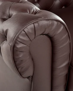 Best Beliani Ruskea Nahkaverhoiltu Nojatuoli Chesterfield