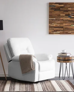 Nojatuolit<Beliani Saadettava Keinonahkainen Lepotuoli Valkoinen Bergen