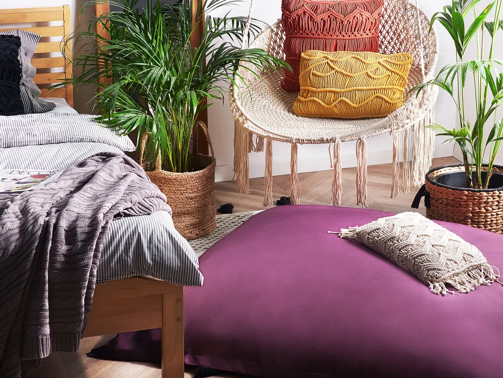 Cheap Beliani Sakkituoli Kangas Purppura 140 X 180 Cm Fuzzy